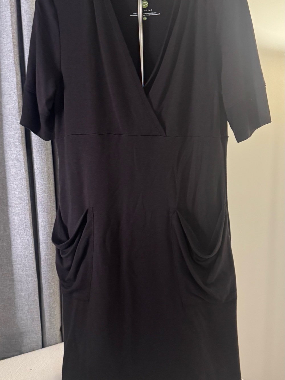 Dakini Black Midi Wrap-Front Dress